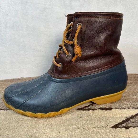 Sperry Brown Blue Duck Boots leather winter rain insulated lace up bootie ankle - Picture 14 of 14
